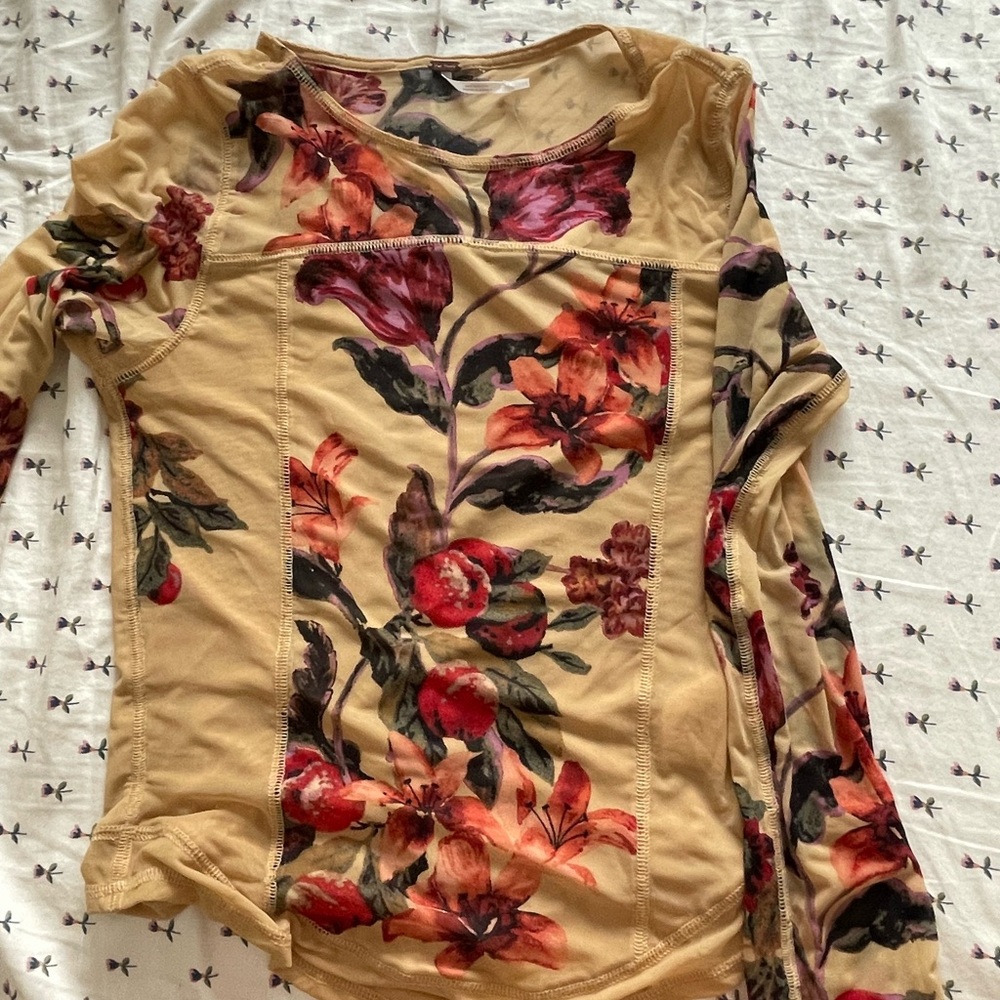 Free people mesh floral long sleeve